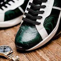 Lyon Genuine Ostrich and Calfskin Fashion Sneaker Green / White image 13