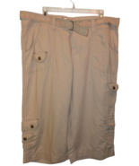 Beige Linen Cotton Capri Cropped Cargo Pants Sz 16 Crochet Belt Multiple... - £13.26 GBP