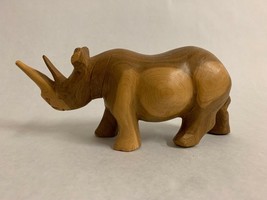 Vintage Hand Carved EXOTIC WOOD Rhino Rhinoceros Figurine Made in Kenya ... - £27.95 GBP