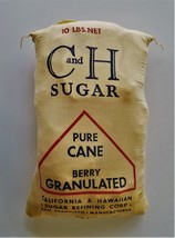 1939 antique FULL 10lb SUGAR BAG unused fabric sealed C and H san francisco - £98.65 GBP