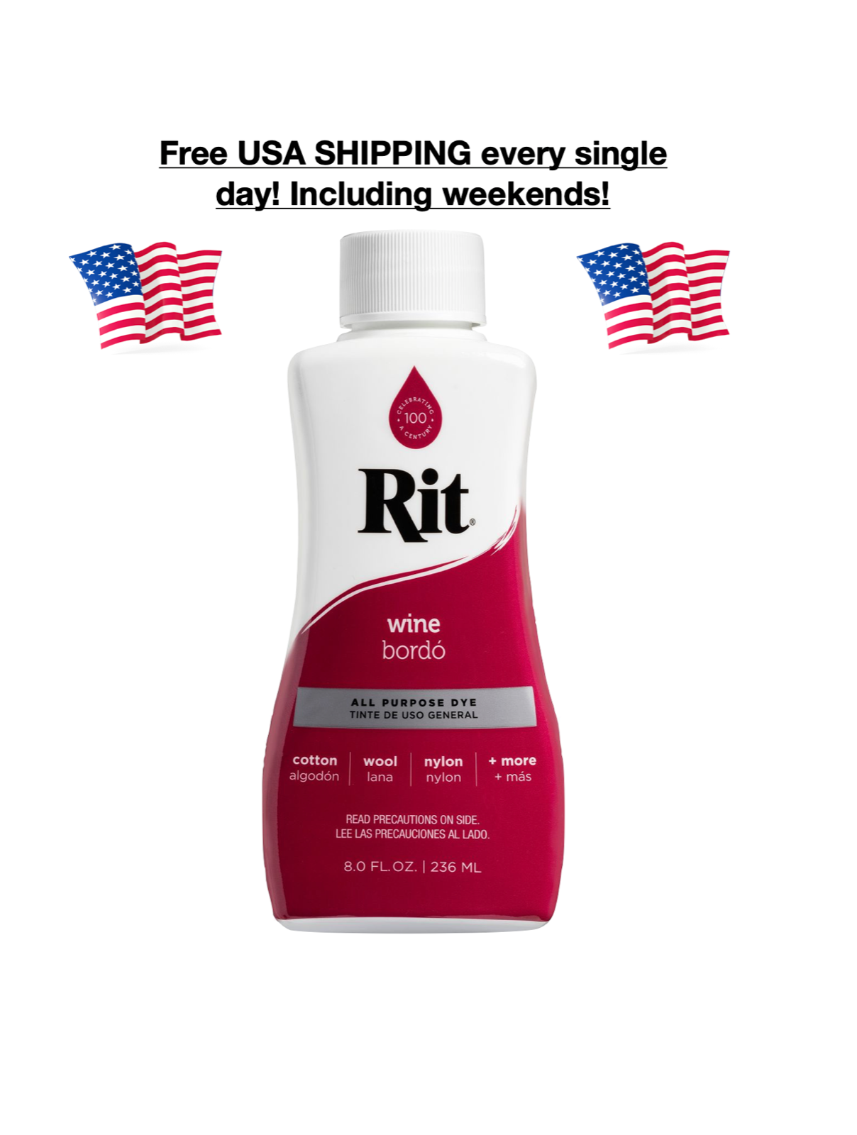 Primary image for New Rit All Purpose Liquid Dye Wine 8 oz Bottle Cotton Wool Nylon USA Shipping