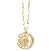 Celestial Sun Moon Gold Paperclip Link Necklace - £11.87 GBP