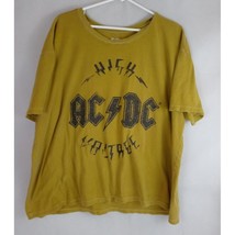 AC DC High Voltage Men&#39;s Metallic Mustard Yellow Graphic Tee Size XL 100% Cotton - £11.43 GBP