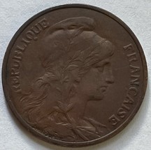 1907 France 5 Centimes Lady Liberty Bronze Coin Paris Mint - £5.47 GBP
