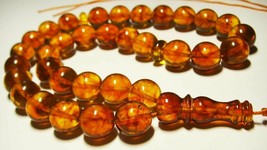 Genuine Baltic Amber Tesbih Misbaha Amber Muslim Rosary Islamic prayer pressed - £46.28 GBP