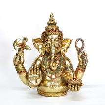 Zaer Ltd. 25.2&quot; Tall Ornate Metallic Gold Polyresin Ganesh Statue - £392.30 GBP