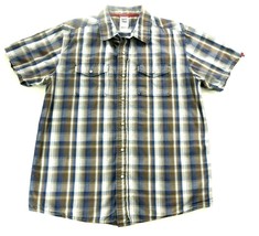 The North Face Mens Blue Plaid Short Sleeve Pearl Snap Shirt Size Large - £26.58 GBP