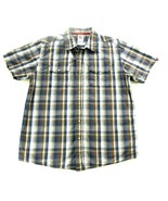 The North Face Mens Blue Plaid Short Sleeve Pearl Snap Shirt Size Large - £27.23 GBP