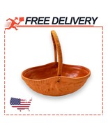 Clay Terracotta/Earthenware Pottery Basket-Woven Handle-Teleflora Portugal 9"