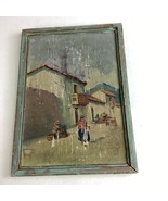 Vintage Framed Watercolor Painting - People Walking Through Town - 14x10” - $272.68 MXN