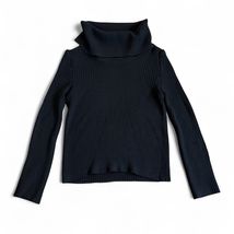 VTG St. John Women’s Turtleneck Mock Cowl Neck Sweater Sz 2 Black Santan... - $39.55