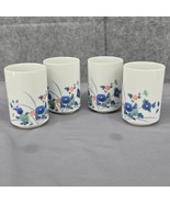 Vintage Porcelain Sake Tea Cups Glasses OMC Japan Blue Flowers Pattern S... - £14.99 GBP