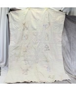 Handmade 1930&#39;s Baby Feedsack Quilt Embroidered Dog Cat Lamp 36&quot; x 48&quot; - $376.46 CAD