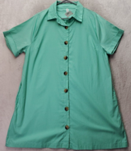 Zenana Shirt Dress Womens XL Mint Cotton Short Sleeve Pockets Collar Button Down - £19.60 GBP