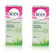 Veet Full Body Waxing Kit Ready To Use Wax Strips For Dry Skin 20 Strips x 2pack - £19.78 GBP