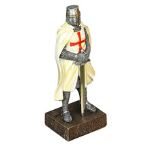 Zeckos Medieval Templar Knight in Battle Holding Sword Armor Statue - £31.06 GBP