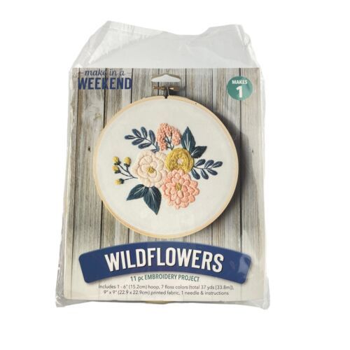 Leisure Arts Embroidery Kit  Wildflowers Hoop Frame Hoffelt Hooper  - $15.40