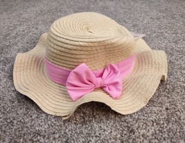 Tommy Bahama Hat Girls Straw Floppy Hat Pink Bow Vacation Cabana Sunscreen TAGS - £7.98 GBP