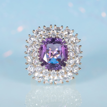 Luxury Sparkling Light Purple Gemstone Ring - Natural Untreated Amethyst Jewelry - £168.48 GBP