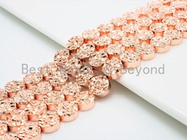 Natural Druzy Style Rose Gold Copper Color Hematite beads,Round Flat Coin - £9.53 GBP