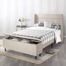 Mellow Platform Bedswith Headboard Andbedside Storage-Ottoman Beige, Full - £126.25 GBP