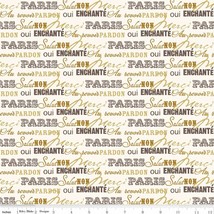 French Words Phrases Paris My Mind&#39;s Eye Gold Cotton Fabric Print BTY D687.04 - £7.95 GBP