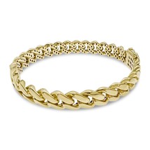 Authenticity Guarantee 
10k Yellow Gold Cuban Link Chain Hinged Bangle Bracel... - £1,198.91 GBP