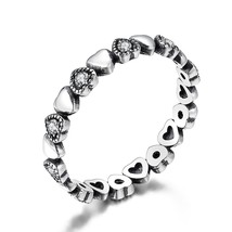 WOSTU Hot Sale 925 Sterling Silver Forever Love Heart, Black CZ Stackable Rings  - £14.25 GBP