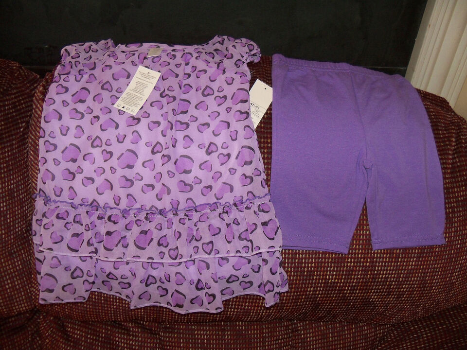 George Purple Heart Print 2 Piece Set Size 4T Girls NEW - $17.29
