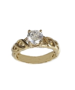 14 k yelow gold Celtic engagement ring, Celtic ring white sapphire - $515.00+