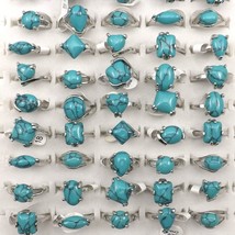 Mixed Size Mixed Design Turquoises Rings For Women Factory Price 50pcs Wholesale - £36.90 GBP