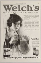 1920 Print Ad Welch&#39;s Grape Juice Pretty Lady Drinks a Glass Westfield,New York - £17.15 GBP