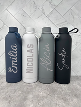 Personalized Engraved Water Bottle With Flexible Strap 25oz, Custom Text Gifts - £20.83 GBP