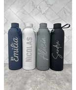 Personalized Engraved Water Bottle With Flexible Strap 25oz, Custom Text... - £20.82 GBP