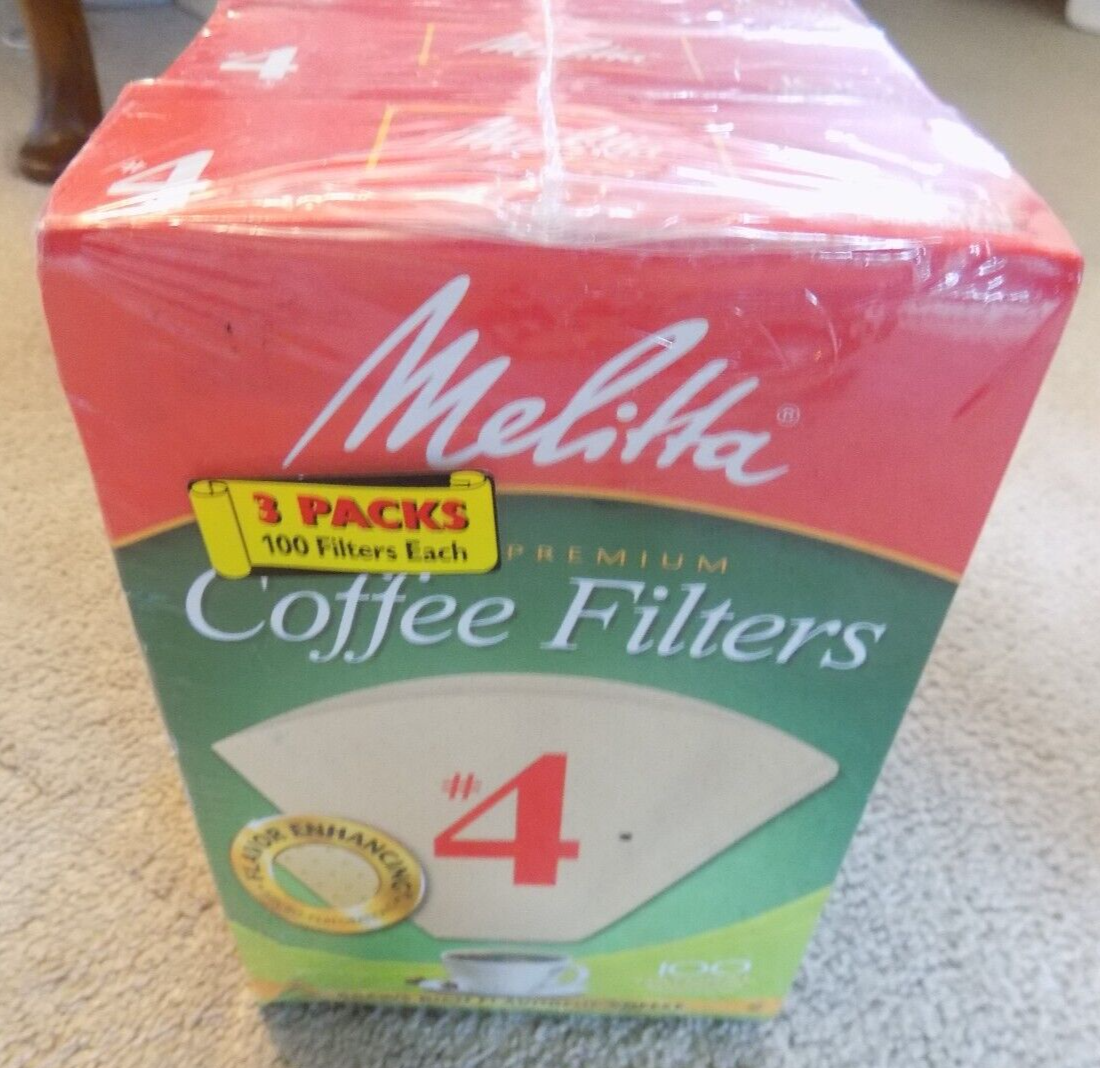 (3) Count Mellitta Premium Coffee Filters #4 100 Pack--FREE SHIPPING! - £15.46 GBP