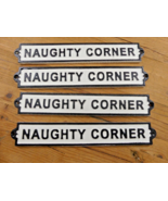 4 Naughty Corner Signs Rustic Cast Iron Bar Pub Plaque Wall Decor Kids G... - £22.86 GBP