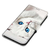 Anymob iPhone Case Fashion Magnetic Flip Blue Eyed Cat Painting Leather Cover - £21.68 GBP