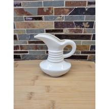 Vintage Small Pitcher Creamer, Off White Ribbed, Ewer Vase - $16.00