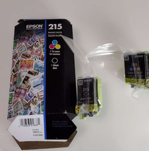 Genuine OEM Epson 215 Black &amp; Tri Color Ink Cartridges EXP: 12/2026, Sea... - $17.75