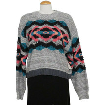 FREE PEOPLE Gray Multi I Heart You Wool Blend Speckle Crop Sweater M - £55.94 GBP