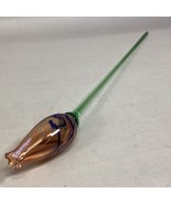 Handblown Peach Blue Green Glass Flower And Stem - 23”L - $19.79