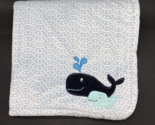 Carter&#39;s Whale Baby Blanket Blue Applique Dots Waves Sherpa Embroidered - £17.30 GBP