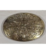Vintage Brassplate Oval Floral Design Metal Belt Buckle Great Patina Mad... - $350.62 MXN