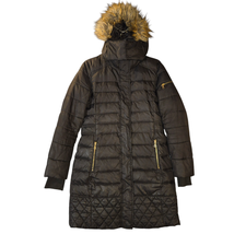 Sam Edelman Womens Small Winter Coat Down Puffer Black Gold Zipper Faux ... - $380.12 MXN