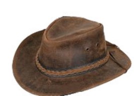 Distressed Brown Unisex Outback Fedora Hat RL13B Leather 4&quot; Crown - $79.20+