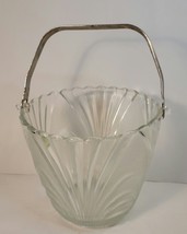 Glass Ice Bucket Frosted Pattern with Metal Handle - £23.23 GBP