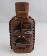 Leather Covered Whiskey Bottle Flask Panama Side Stitched &amp; Painted - $274.71 MXN
