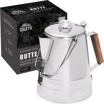 The Coletti Butte Camping Coffee Pot, A 14-Cup Stainless Steel Coffee Ma... - $62.97