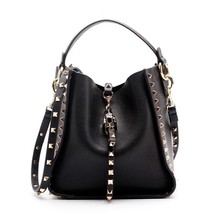 Genuine Leather Famous Brand Rivet Crossbody Bags For Women Messenger Sh... - $140.14