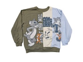 Tom and Jerry Men&#39;s Split Graphic Fleece Crewneck Sweatshirt Sz XL - £11.38 GBP